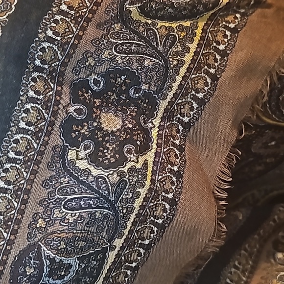 MANTERO Italian cashmere and silk   vintage paisley challis shawl 1980s - Picture 6 of 8